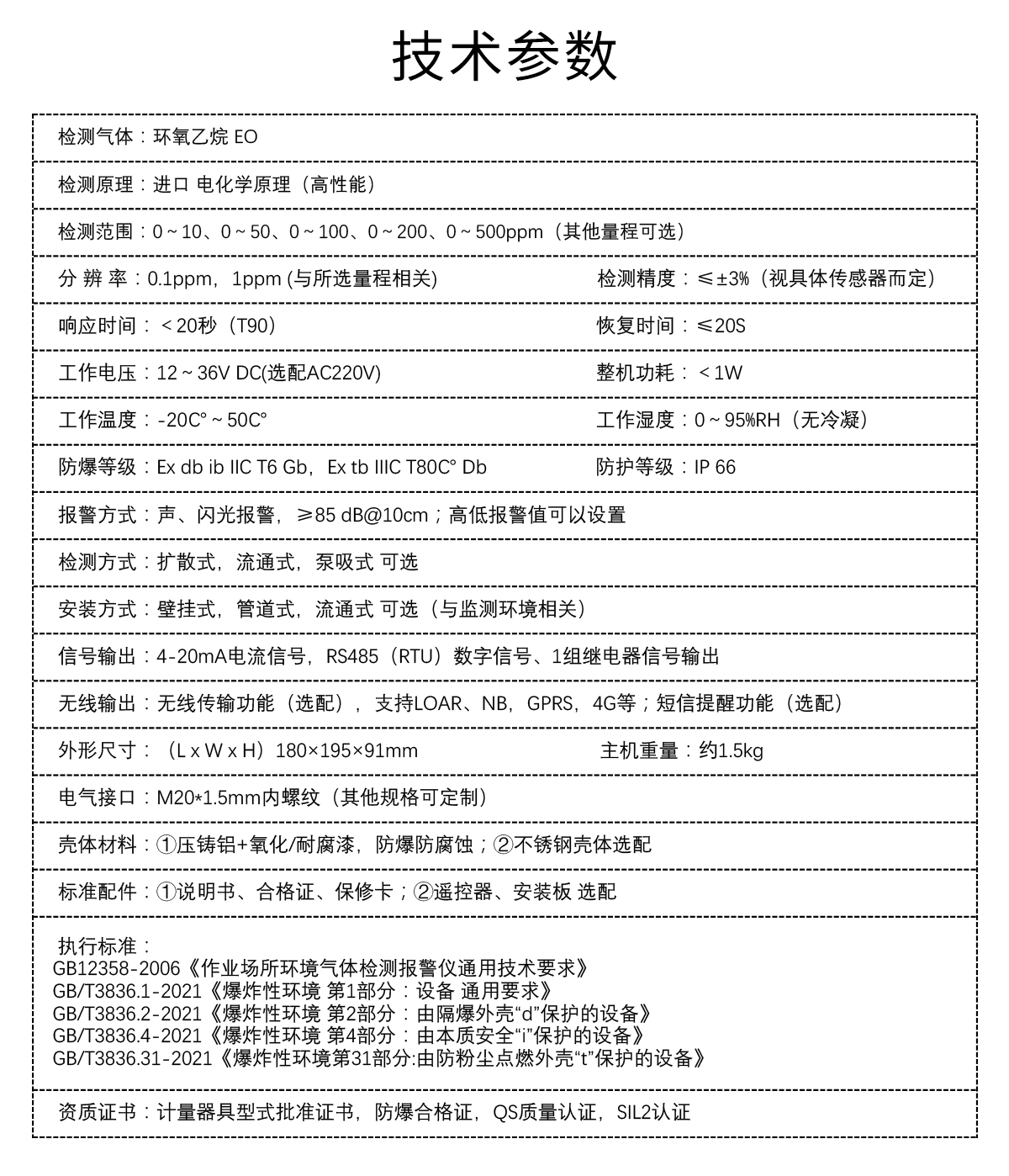 固定式環(huán)氧乙烷檢測(cè)儀